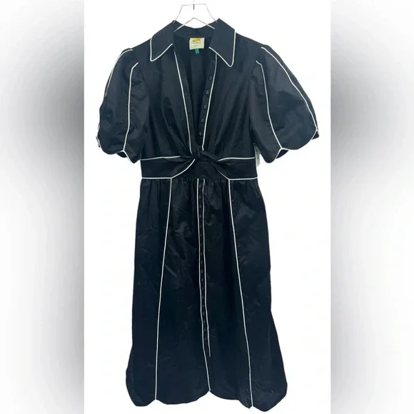 NEW FARM RIO Tie Belt Shirtdress black white size S B1045